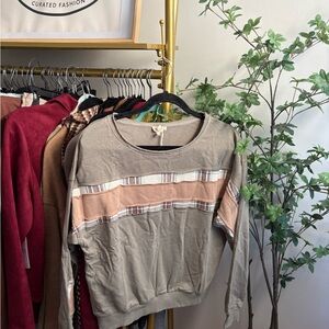 Hem & Thread Olive and Tan Crew Neck Sweater